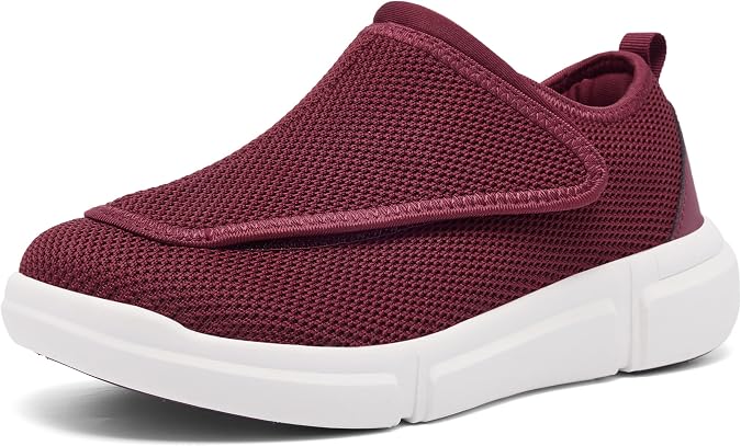 Diabetic Shoes for Women - Extra Wide Slip-On Orthopedic Walking Shoes with Adjustable Strap for Swollen Feet & Neuropathy