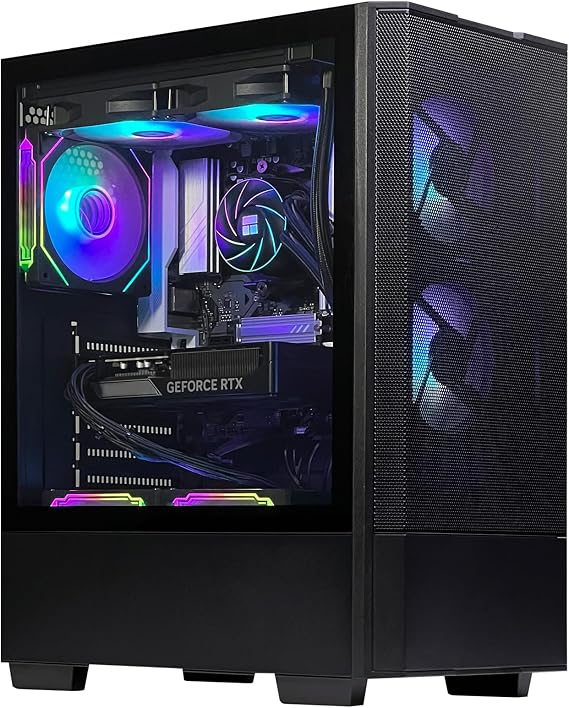 Gaming Desktop PC AMD R5 9600X 3.7GHz, GeForce RTX 5060 8GB GDDR6, 32GB DDR5 6000MHz RAM, 1TB NVMe SSD, 240mm Liquid Cooler, 5 ARGB Fans, Wi-Fi,Prebuilt Gaming Computer