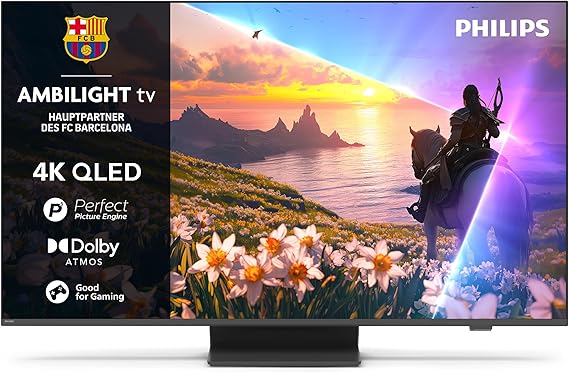 Philips Ambilight 55PUS8600 4K QLED Smart TV - 55 Inch Display with P5 Perfect Picture Engine Ultra HD Titan OS Dolby Vision and Dolby Atmos Sound [Energy Class F]