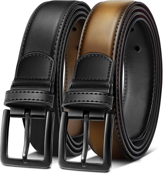 BULLIANT Men's Reversible Leather Belt Trimmable 1.25"-2 IN 1-Gift Boxed | Minimalist Travel Belt | Tailored Size | Versatile Dress Casual Belt