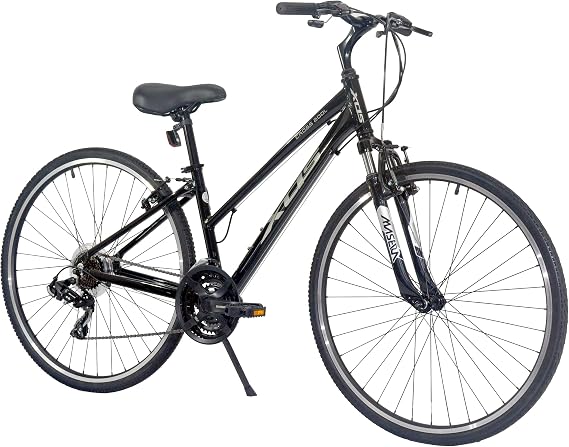 Cross200 Womens 21-Speed Step-Through Hybrid Bike 700C Wheels, Black