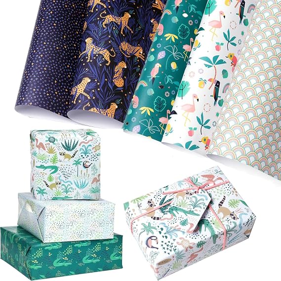 8 Sheets Gift Wrapping Paper, Pastel Wrapping Paper Girls Birthday Gift Wrap Floral Tissue for Wrapping Gifts Birthday Party Wedding Mother's Day Valentine Day Easter Baby Shower (70x50cm)
