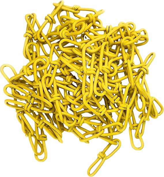 2/0 Double Loop Chain, Multi Length, Maximum 200ft, Steel Utility Chain, Yellow Coated Link Chain (25ft)