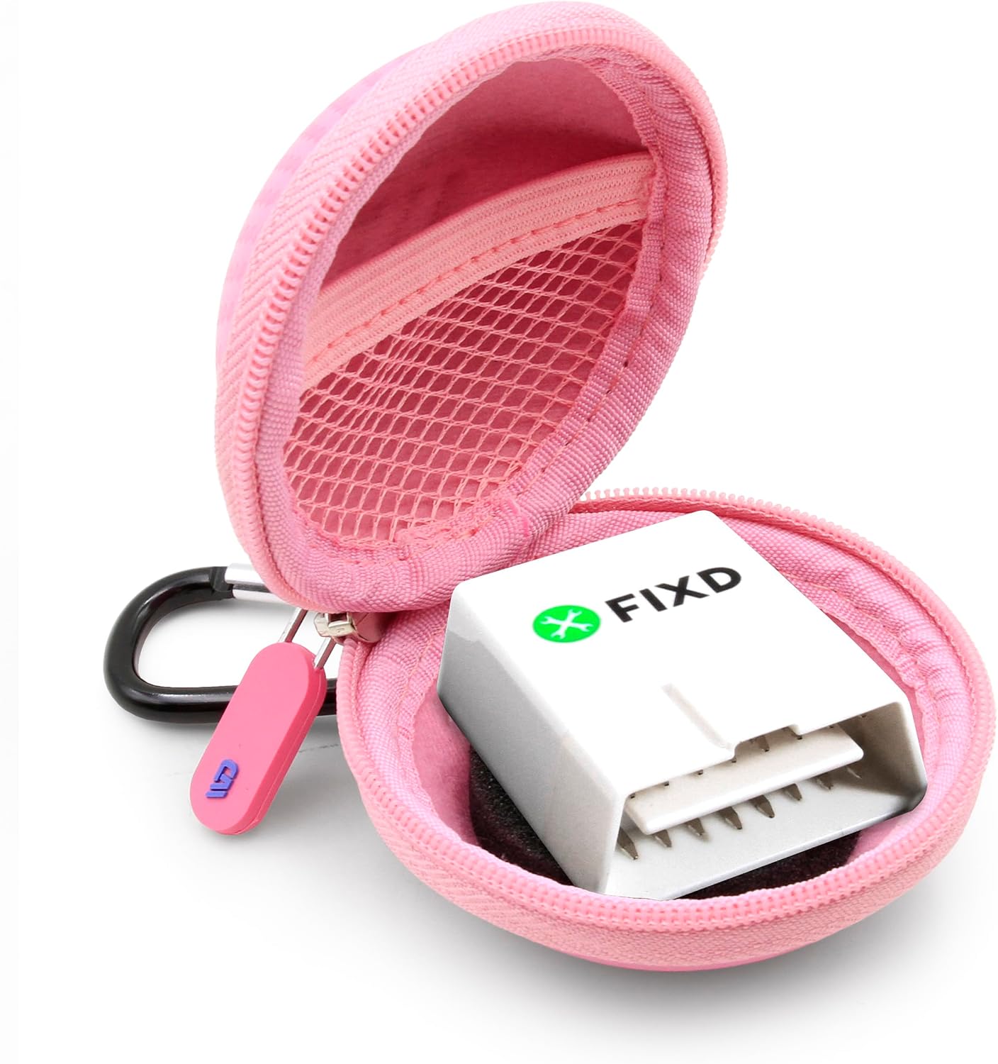CASEMATIX OBD Carry Case Compatible with FIXD OBD2 Bluetooth Car Diagnostic Tool for Auto Car Health Monitor Device, Pink - Case Only