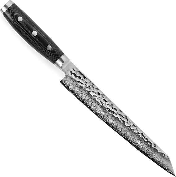 Enso HD 9" Slicing Knife - Made in Japan - VG10 Japanese Hammered Damascus Stainless Steel Meat Carving Knife