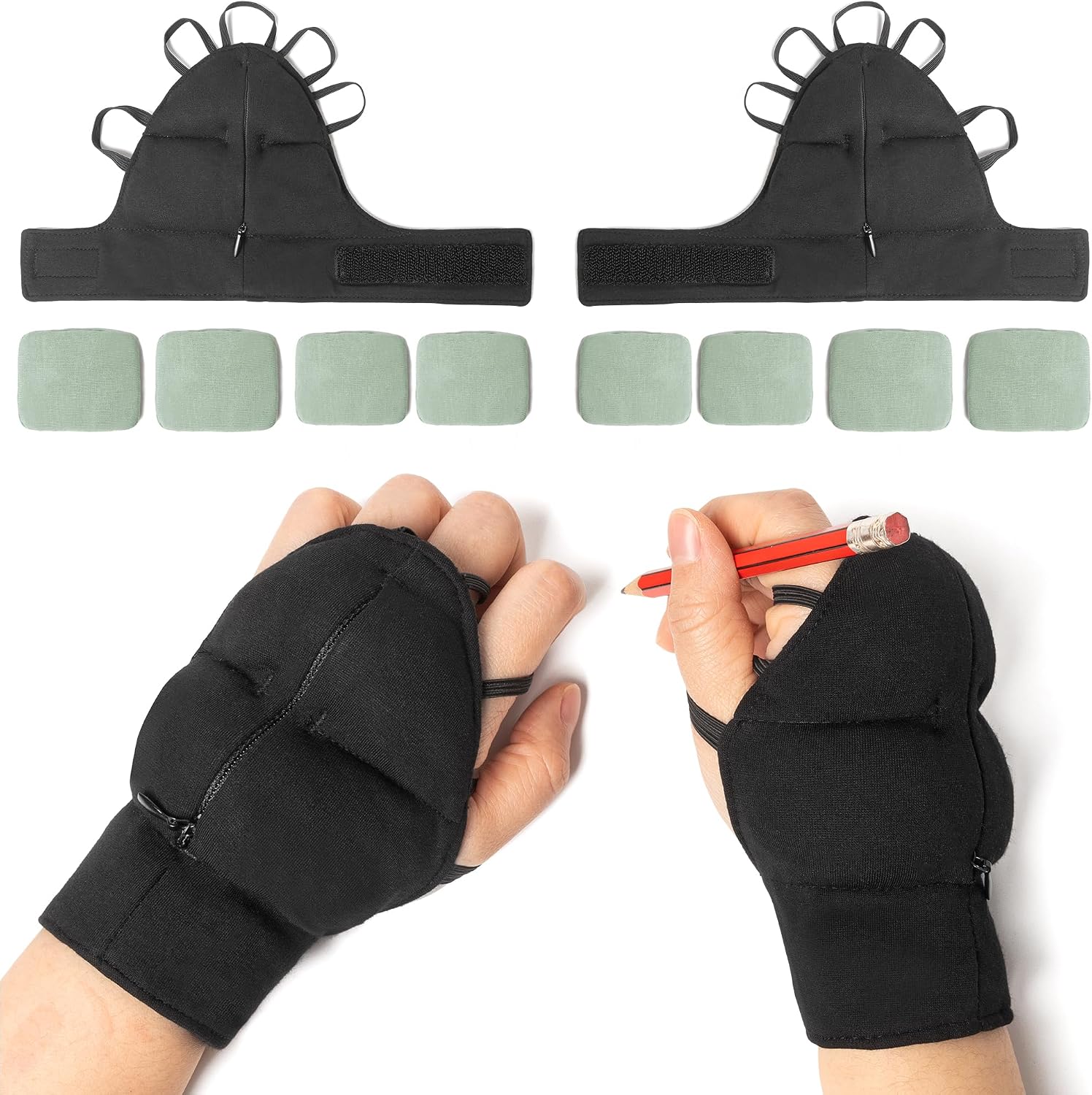 Vibration Weighted Gloves Wrist Weights Fixed Hand Adjustable Weight Gloves for Hand Twitches and Parkinson Patients (Patent Pending)