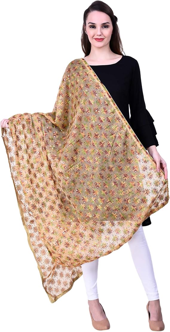SWI WITH LABEL Phulkari Dupattas for Womens, Hand Embroidered in Amritsar