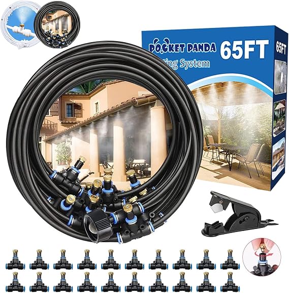Misters for Outside Patio, 65FT|20M Outdoor Water Misting Cooling System.
