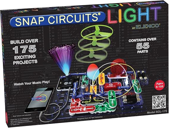 Snap Circuits SCL-175 Lights Electronics Exploration Kit | Over 175 Exciting STEM Projects | 4-Color Project Manual | 55 Snap Modules | Unlimited Fun