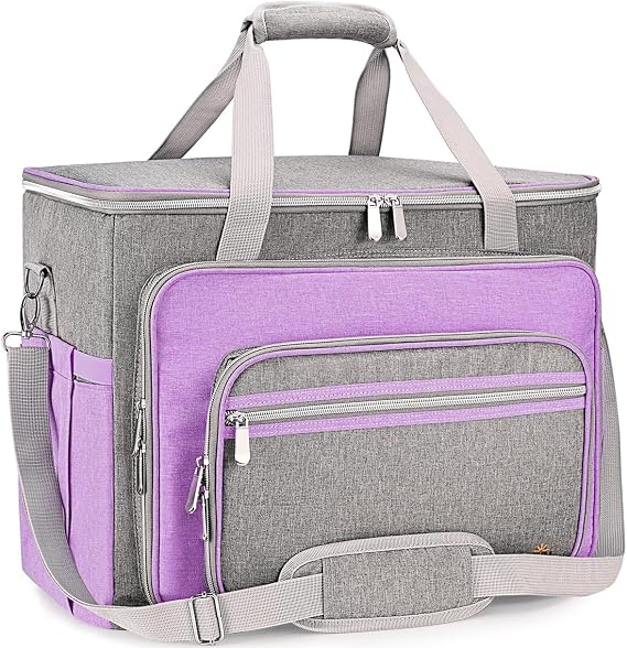 Sewing Machine Case with Shoulder Strap,Tote Bag for Sewing Machine Carrying Case with Removable Padding Pad for Brother,Singer,Most Machines Travel Tote Organizer for Accessories Purple
