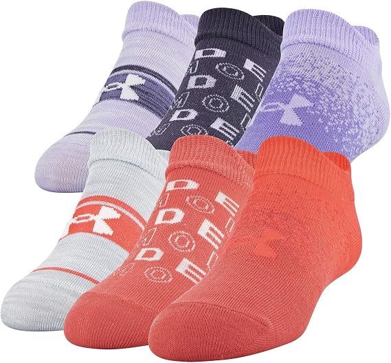 Under Armour Kids' Essential 2.0 Lightweight No Show Socks (6-Pack)