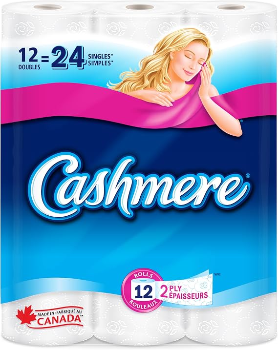Cashmere Bathroom Tissue 2-Ply Thickness - Soft Toilet Paper | Pack of 12 Double Rolls 242 Sheets per Roll