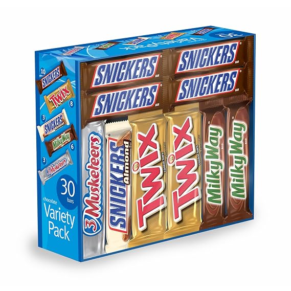 M&M Mars Chocolate Bar Variety Pack, 55 Ounce, 30 Count