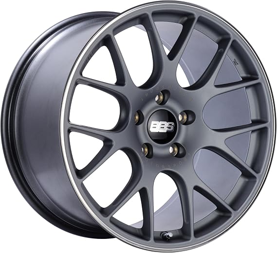 BBS CH-R Titanium Wheel with Painted Finish and Polished Stainless Steel Rim (18x8.5"/5x112mm, +38mm offset)