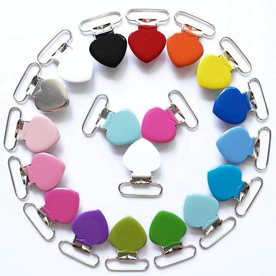 1" Pacifier Clips Hardware Metal Suspender Paci Clip Holder Heart