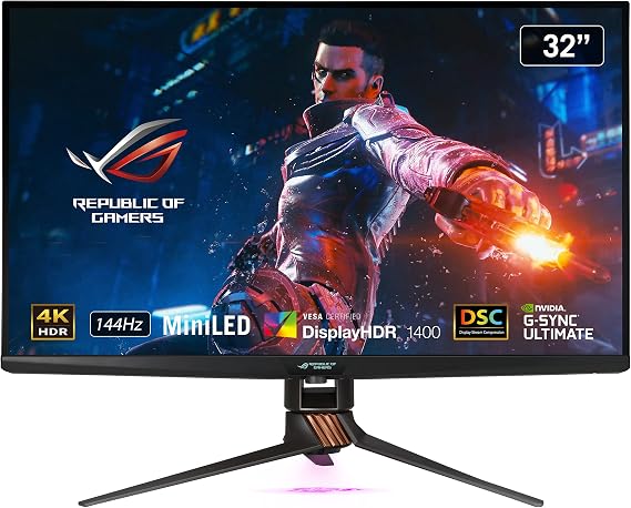 ASUS ROG SWIFT PG32UQX Gaming Monitor, 32-Inch, 4K, 144Hz, IPS, Mini LED, DisplayHDR 1400, Local Dimming, Quantum Dot Technology, DP HDMI, PS5, Domestic Authentic Product