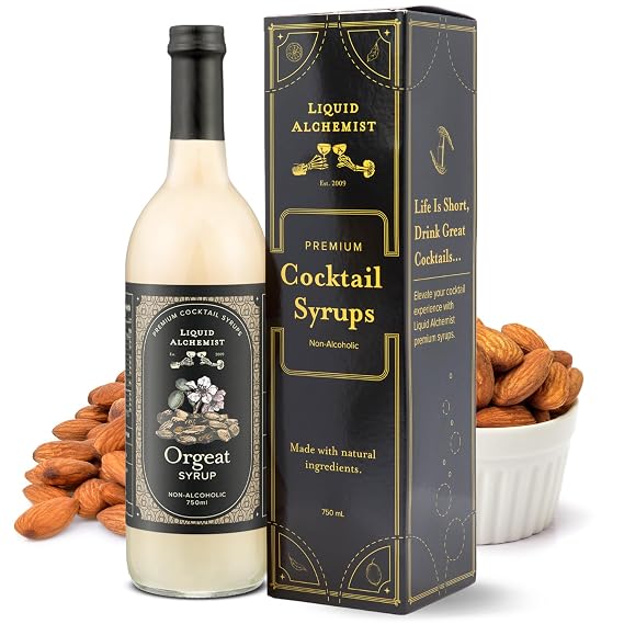 Liquid Alchemist Orgeat Syrup for Cocktails | Real Ingredients Make Our Almond Orgeat Syrup for Drinks the Perfect Mai Tai Mix | Small Batch, Non-GMO & Vegan | 25.4 oz Drink Mixer, Pack of 1