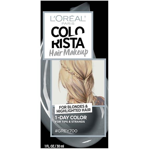 L'Oreal Paris Hair Makeup Temporary 1-Day Hair Color for Blondes, Grey 700, 1 Fluid Ounce