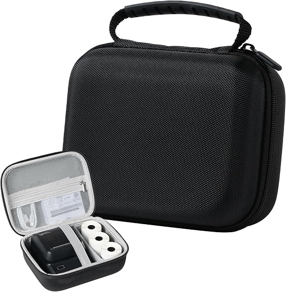 Ponek Case M100 Label Maker, Compatible with B21, T50M Pro, M110 Label Printers, for Labeler Makers & Labeling Tapes, Box with Mesh Pocket for Batteries Accessories (Case Only), Black