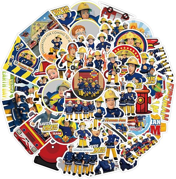 Fireman Stickers 2 x 50 Pieces Cartoon Fireman Sticker Set
