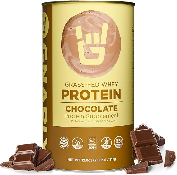 Gnarly Nutrition Chocolate Protein Powder NSF Sport Certified 25g Protein, Muscle Repair Grass Fed Whey Powder, Smooth Taste Chocolate, 32 oz