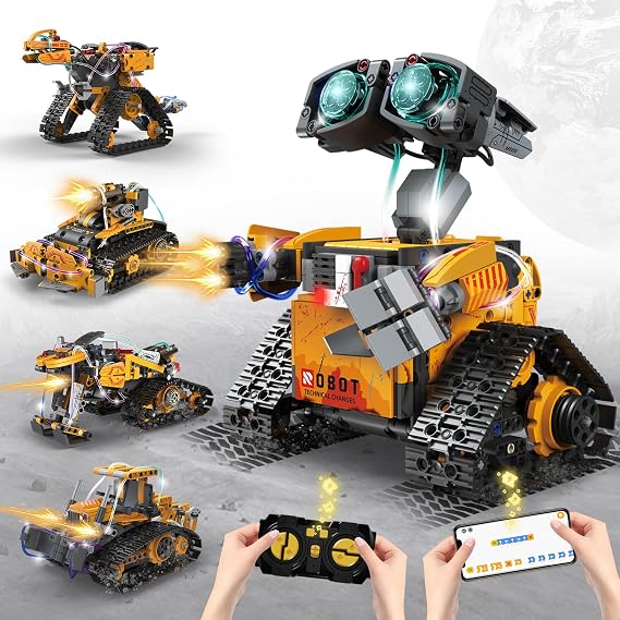 STEM Robot Building Kit for Kids 5-in-1 Remote & App-Controlled Wall Robotics Set, Engineering Coding Robot Toys, Birthday Gifts for Boys & Girls Ages 6-12+ (673 PCS)