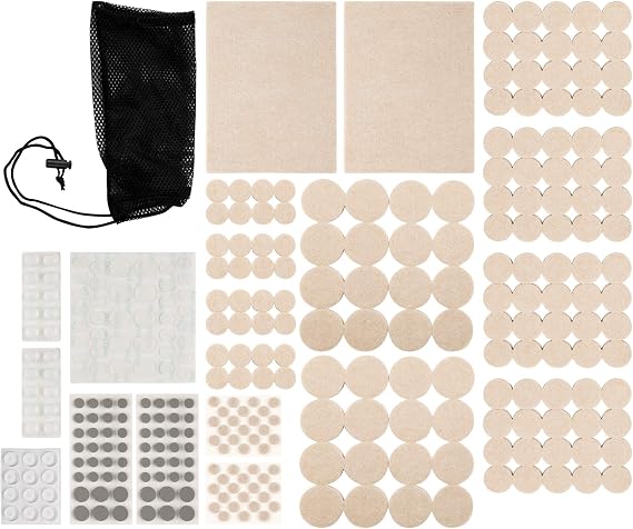 SOFTTOUCH Self-Stick Heavy Duty Furniture Felt Pads and Bumpers for Hard Surfaces, 320 Piece Value Pack with Free Storage Bag. (4714795N)