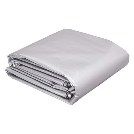 AmazonCommercial Multi Purpose Waterproof Poly Tarp Protective Cover, 12x25ft, 16mil Thick, Silver/Black, 1-Pack