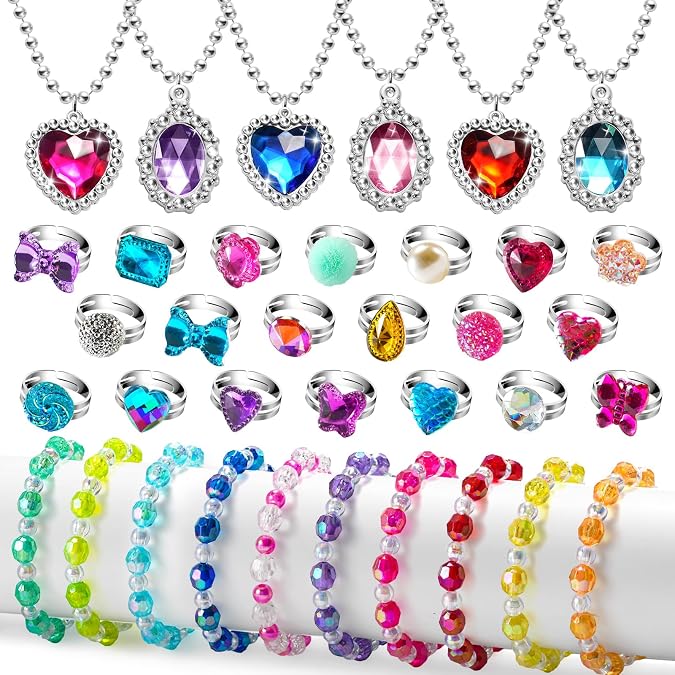 36 PCS Kids Jewellery Sets for Girls, Princess Dress Up for Girls Age 3-4