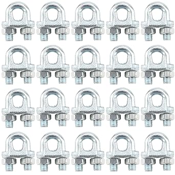 20 Pack 1/2 Inch Wire Rope Clamp, M12 Zinc Plated Wire Rope Clip, Carbon Steel Cable Clamps, U Bolt Saddle Fastener Clothesline Tightener, Silver