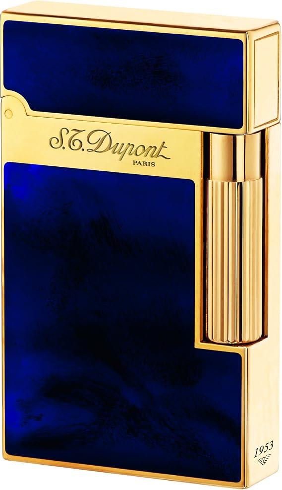 S.T. Dupont Ligne 2 Lighter Atelier, Chinese lacquer, Gold trim, Blue, 16134