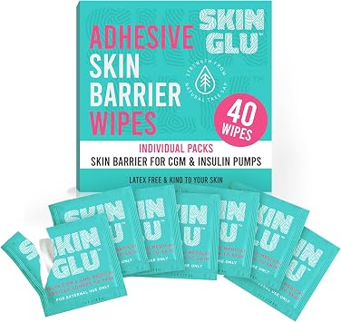 Not Just A Patch Skin Glu Skin Prep Wipes (40 Pack) Hypoallergenic Latex-Free Pre-CGM Skin Barrier Wipes for Blood Sugar Monitoring Sensors, Patches & Insulin Pumps Gentle on Sensitive Skin
