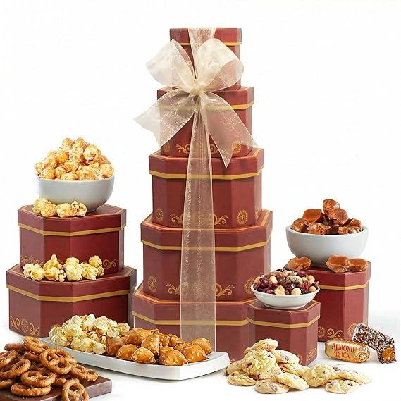 Broadway Basketeers Corporate Thank You Gift Tower Selected Premium Snacks