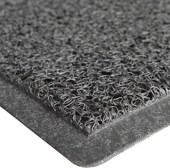 UNIMAT Vinyl Loop Plain Doormat 3'X5' - Rubber Smooth Backing - Doormat with Drainage - Ideal for Pool and Outdoor - American Spaghetti Mat -Mesh Floor mat-Rubber Mulch (Gray)