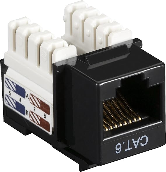 Black Box Cat6 Value Line Keystone Jack, Black, 25-Pack