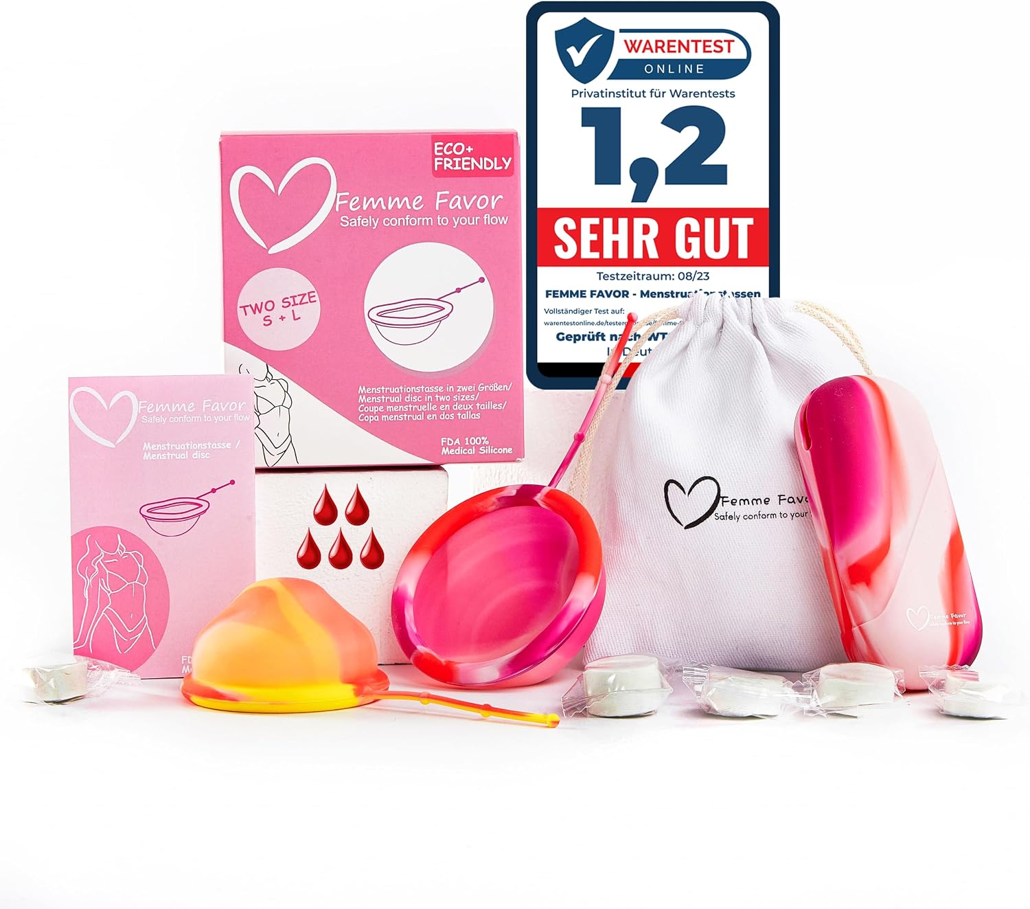 Menstrual Disc - Menstrual Cup Made of Silicone - Set of Two Sizes S + L Alternative to Soft Tampons & OB - Menstrual Disc with Case