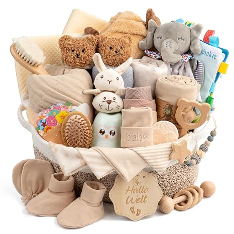 Baby Gift 30-Piece Newborn Gift Baby Set for Birth (Brown)