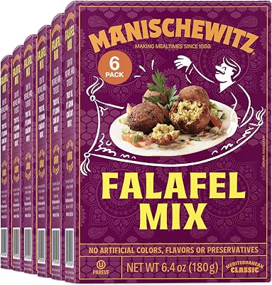 Manischewitz Mediterranean Falafel Ball Mix, 6.4oz 6 Pack | All Natural | Sugar Free | Good Source of Protein | Wholesome & Nutritious
