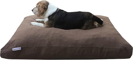 Large Shredded Memory Foam Dog Bed Pillow, Waterproof Lining and Machine Washable Durable Denim Cover 41X27 Inches, Brown