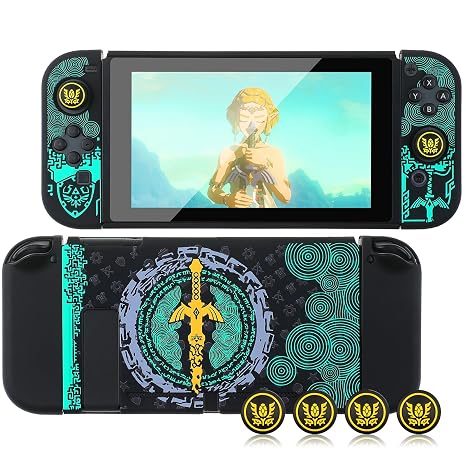 ITONGGUYUKI Dockable Protective Case Compatible with Switch, Hard Shell Case cover for Switch and Joy-Con Controllers Shock-Absorption and Anti-Scratch Design Protective (Zelda tears of The Kingdom)
