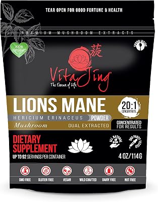 Lions Mane Mushroom Extract Powder 4oz-114gm | 20:1 Concentration Organic