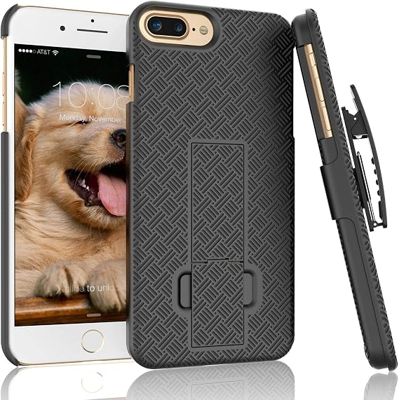 Verizon Rugged Case for iPhone 8/7/6s/6 | Shell | Holster | Stand | Built-in Kickstand | Swivel Belt Clip | Impact/Scratch Resistant | Black