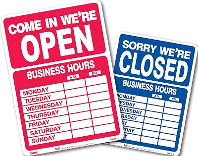 Headline Sign 9574 Double-Sided OpenClosed Sign with Business Hours, 10.5 Inches by 14.5 Inches