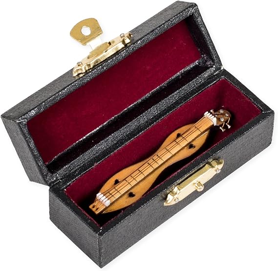 Broadway Gift Co. Dulcimer Miniature Replica Yellow Wood Tone 1.5 x 3 Resin Tabletop Figurine
