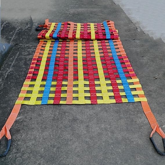 Elastic Cargo Net - Polyester Flat Lifting Cargo Net, Lift Net for Industrial Loading and Unloading Tools Garden Climbing Net(3 X 3M/Mesh 20cm/Load 3.5t)