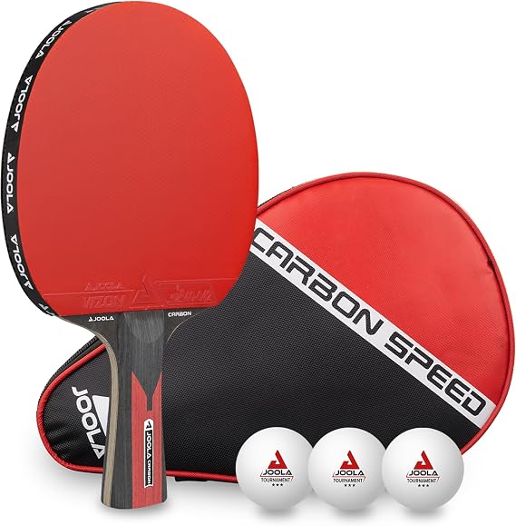 JOOLA Carbon Control Table Tennis Bat for Advanced Players Carbon Speed Table Tennis Set Includes Premium Table Tennis Balls 40+ mm Table Tennis Case