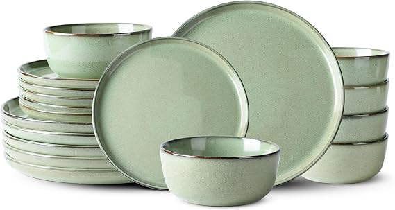 GBHOME Dinnerware Sets for 6, 18 Pieces Ceramic Plates and Bowls Set