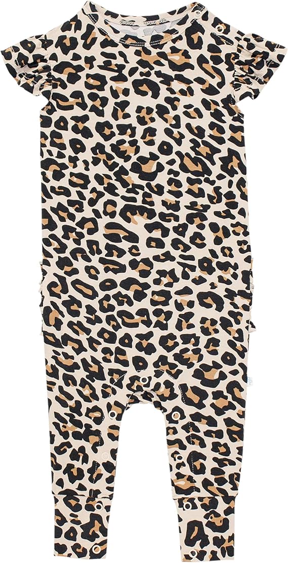 Posh Peanut Baby Girl Pajamas Ruffled Cap Sleeve Romper PJs Soft Viscose from Bamboo One-Piece for Babies & Toddlers
