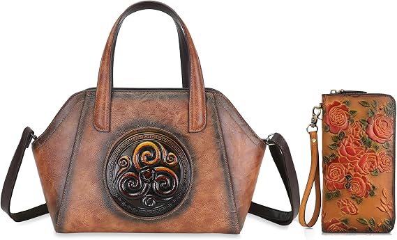 Crossbody Bag for Women Brown and Women RFID Blocking Wallet Leather Bundle
