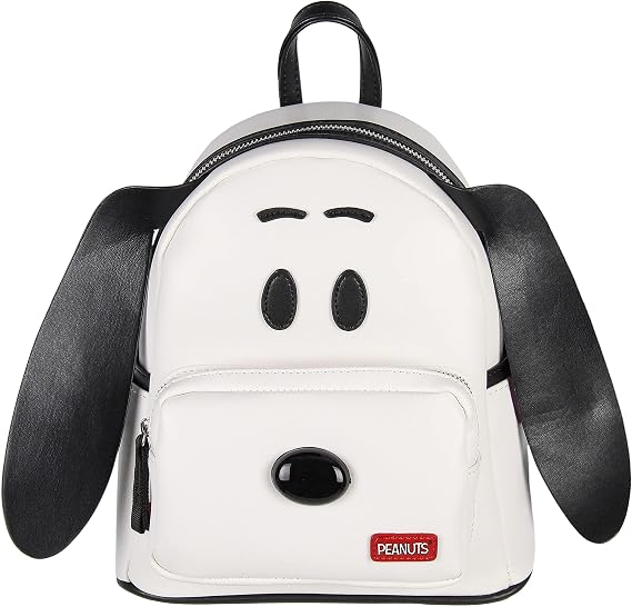 INTIMO Peanuts Classic Comic Character Face Snoopy Zippered Mini Small Backpack Bag 12"